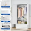 Metal Armoire Wardrobe Closet with  Wardrobe Cabinet with Drawers and Hanging Rail Metal Closet with Adjustable Shel 5