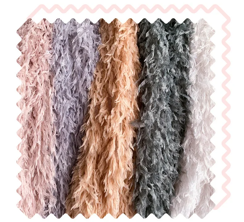 Description Picture 3 of itemNew Feather Tassel Fabric Chemical Fiber Plush Mesh Fabric DIY Dress Skirt