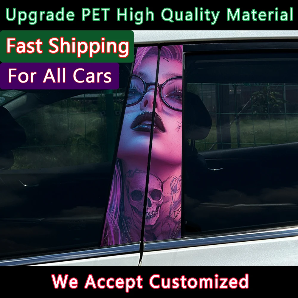 Anime JINX Girl Car Pillar Decorative Protective Sticker Film