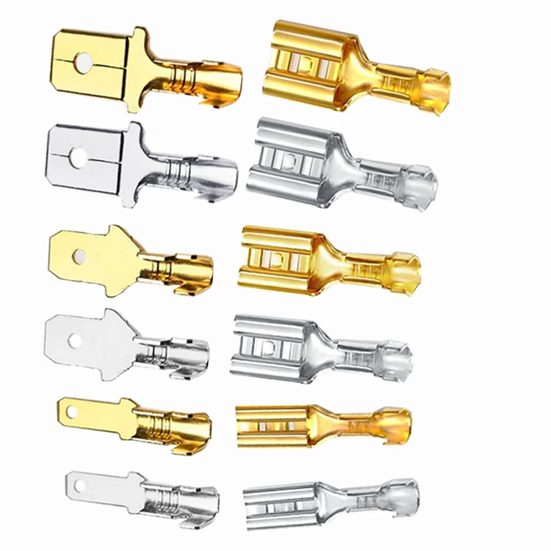 Wire connector terminals 100Pcs/Lot 2.8/4.8/6.3mm female and male crimp brass car speaker electric wire with insulating sheath