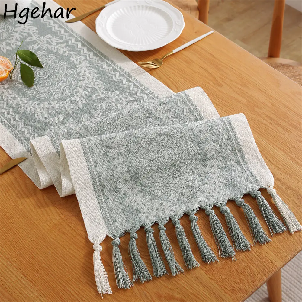 

Tassel Table Runner Vintage Cabinet Dust-proof Cover Multi-function Household Long Tablecloth Luxury Home Decor Camino De Mesa