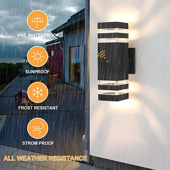 Control Sensor Outdoor Waterproof LED Wall Light E27 Stair Balcony Garden Courtyard Living Room Aluminum Double Head Wall Sconce