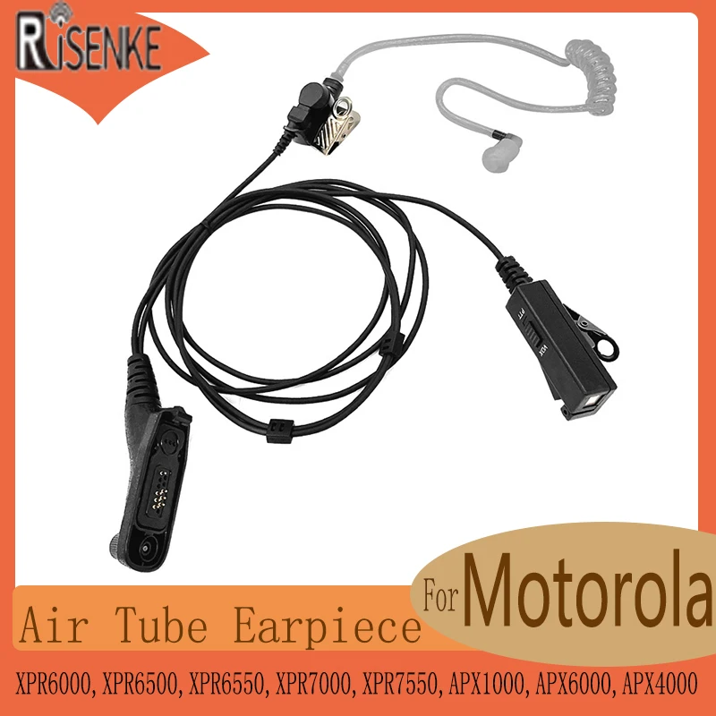 RISENKE Earpiece Air Tube Headset for Motorola Walkie Talkie XPR6000,XPR6500,XPR6550,XPR7000,XPR7550,APX1000,APX6000,APX4000