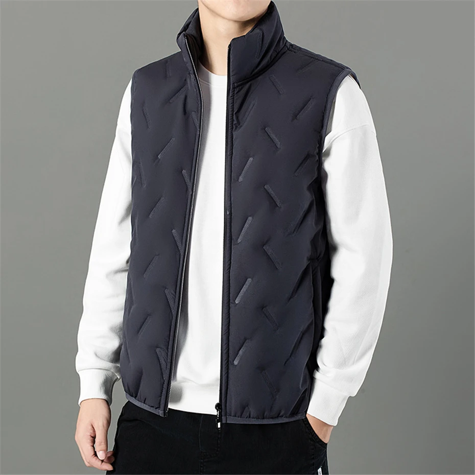 Winter Fleece Vests Men Sleeveless Jacket Fashion Casual Solid Color Vests Male Winter Warm Stand Collar Vests