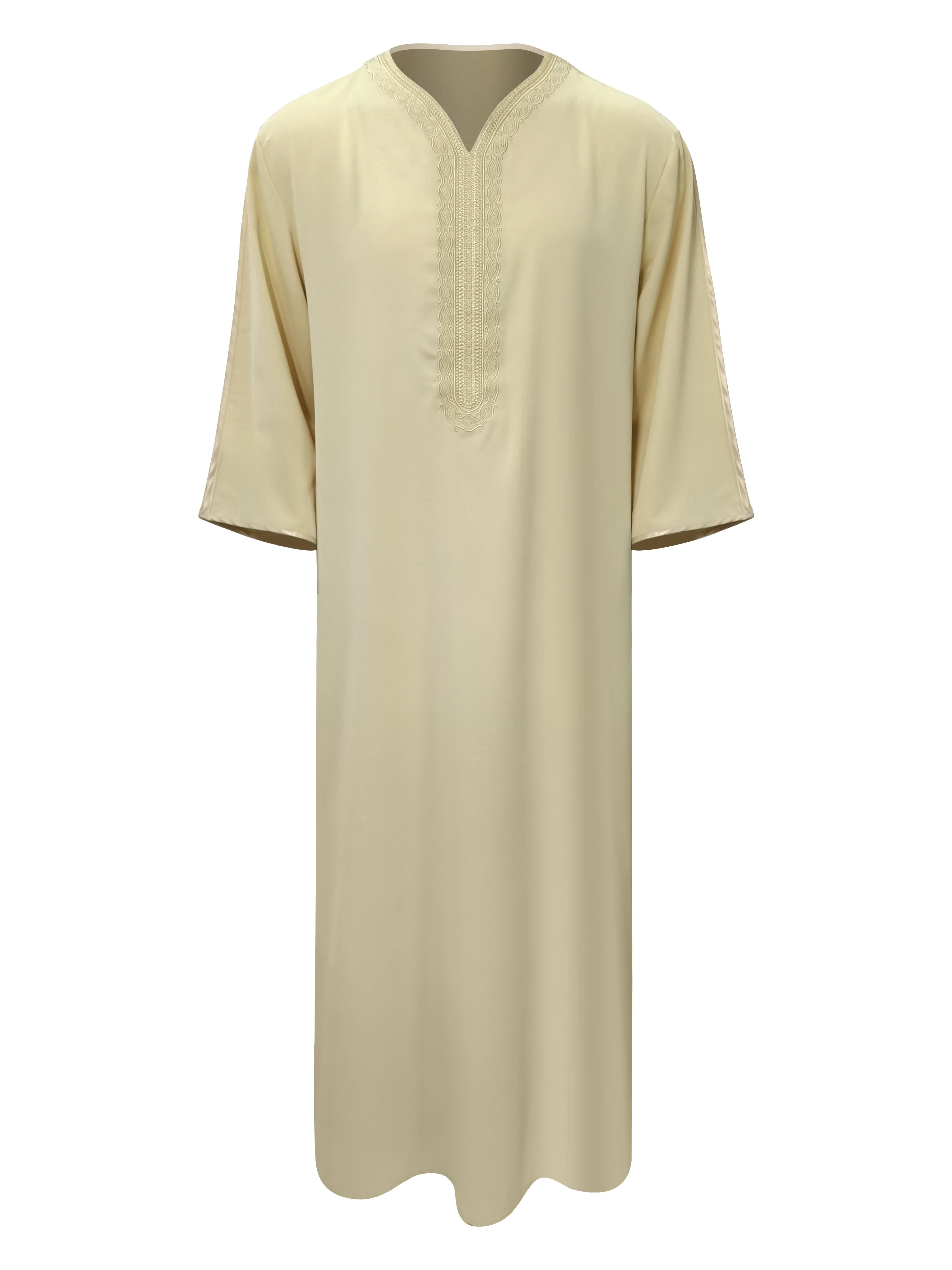 قفطان مطرز بأكمام طويلة للرجال ، روب أبيض للمسلم ،...