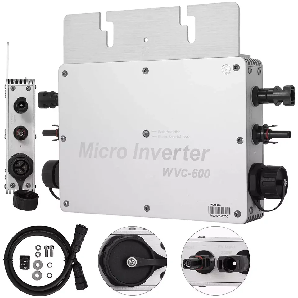 

Smart MPPT On Grid Micro Inverter WVC 600W 110V 220V MC4 Stand by WIFI Mobile APP Solar System