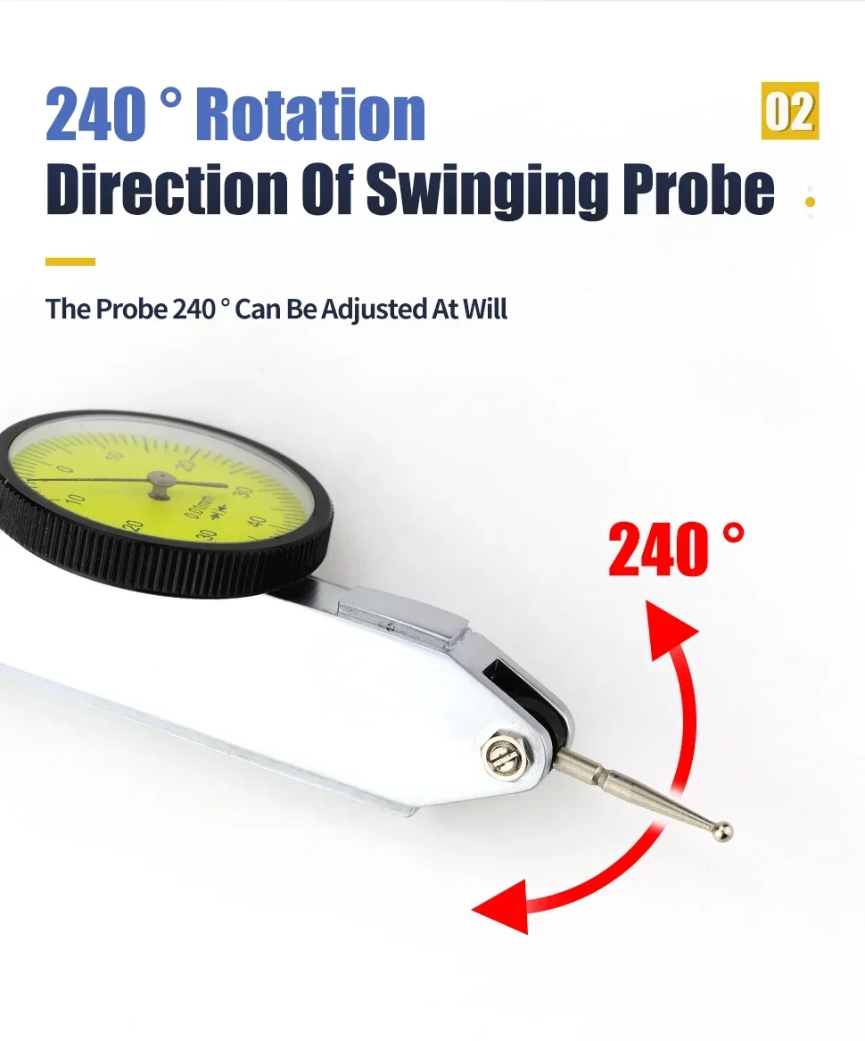 Description Picture 6 of item0-0.8mm Lever Dial Indicator Gauge With Measuring Probes Mechanical Micrometer Measuring Tools Dial Bore Gauge Test Indicators