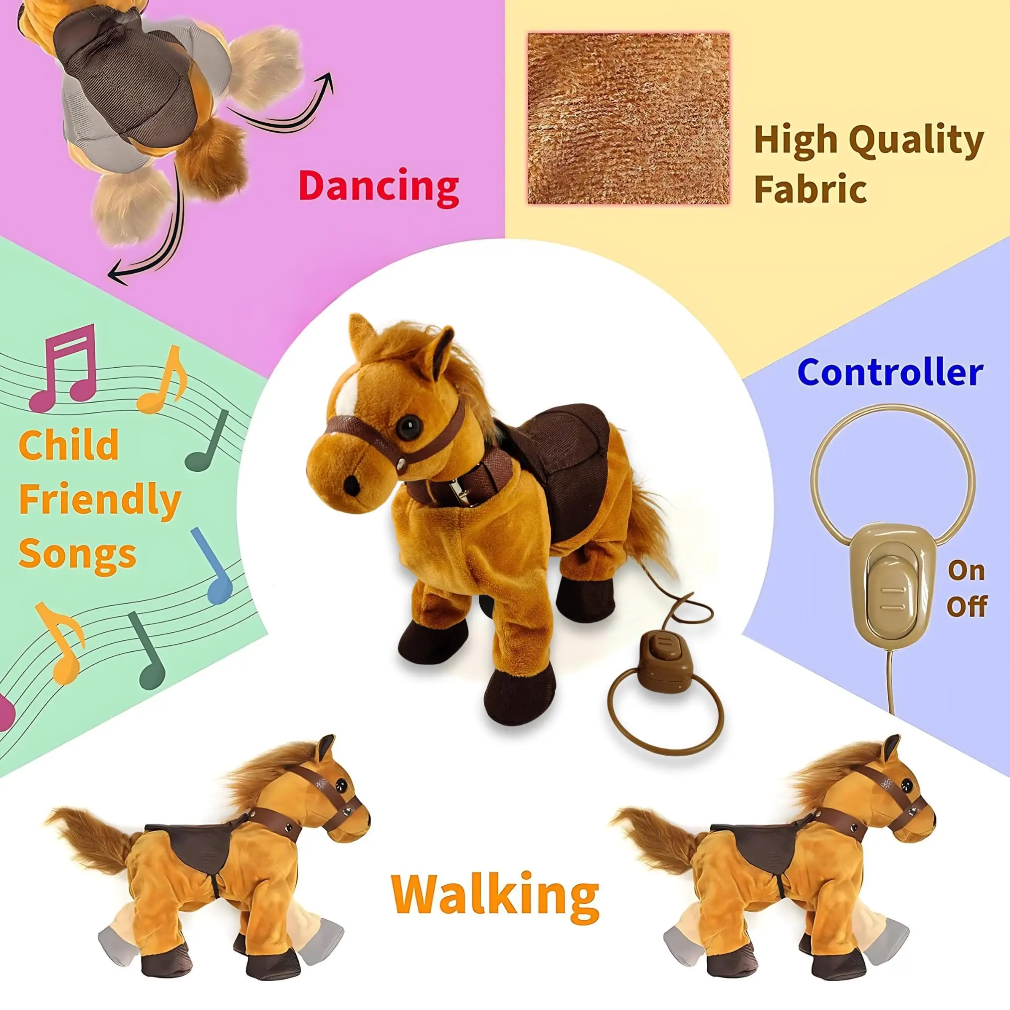 Interactive Walk Along Horse with Remote Control Leash Dancing Singing Walking Musical Pony Pet Toys For Kids plush toys electric interactive toy