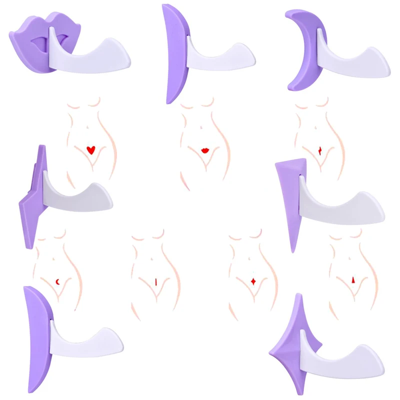 9Pcs Bikini Privates Shaving Stencil Set Female Pubic Hair Trimmer Shaver 3