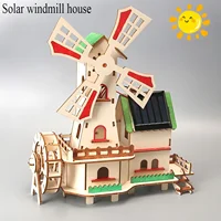 Maisons de moulin à vent solaire, modèles d'assemblage artisanaux pour enfants, puzzles en bois 3D, expériences scientifiques éducatives 1