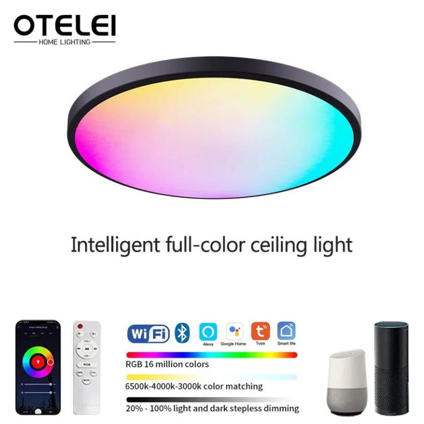 

Tuya WIFI Smart LED Ceiling Light RGB Dimmable Alexa Voice Control Application Google Home Bedroom Living Room Decorative Light