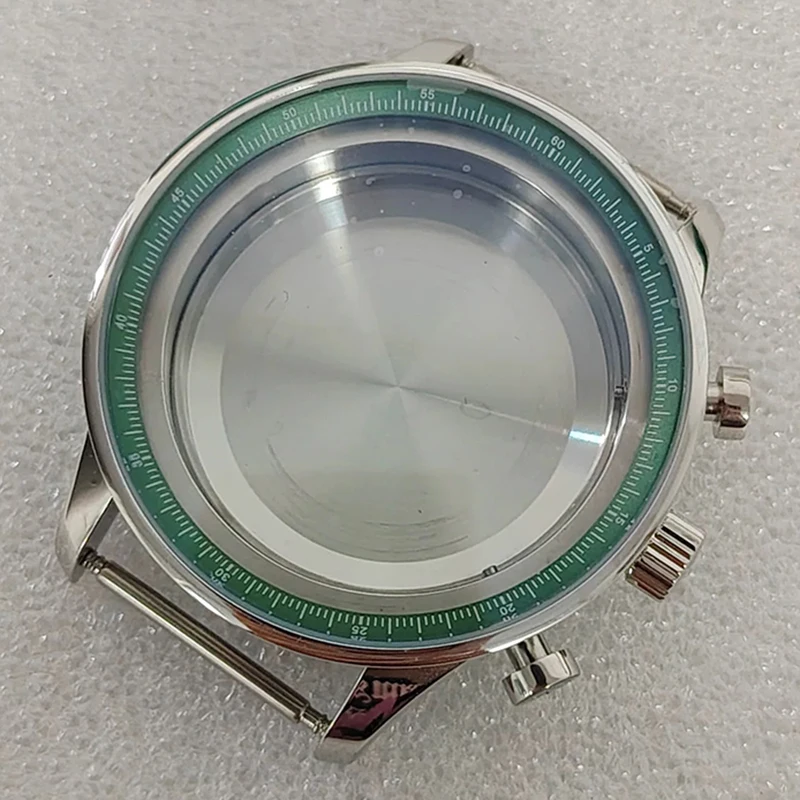 41mm hochwertiges 316L Edelstahl Silber + Ring Mineralglas Uhrengehäuse passend für VK61 Automatikwerk Uhrenzubehör – Detail 7