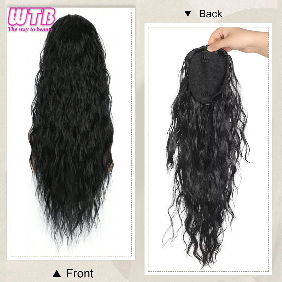 Synthetic Ponytail Extension 26 Inch Extra Long Drawstring Wavy Curly Ponytails Black Brown Fake Hair piece for Women clip in ponytail hair extension synthetic ponytail synthetic hair accessories clip in ponytail extensions