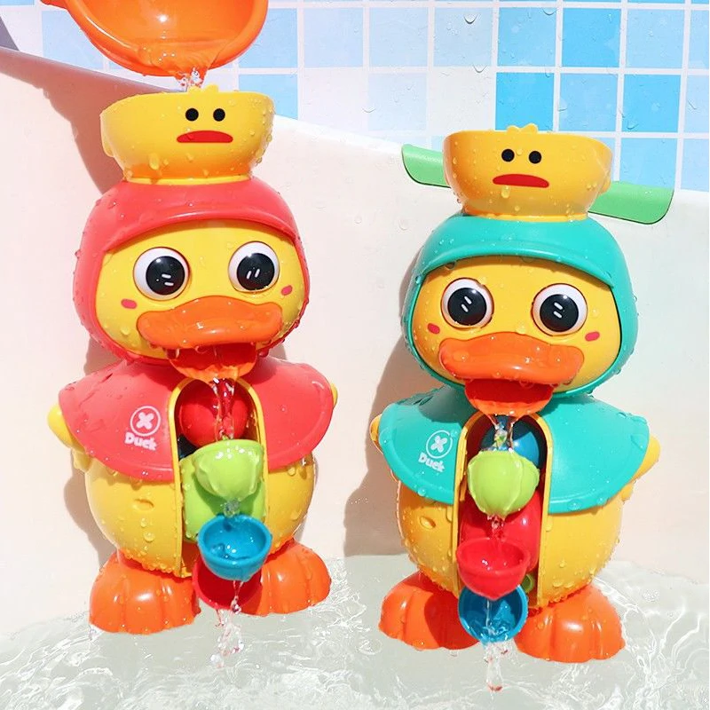 2023 Cute Duck Baby Shower Bath Toys Bambini Water Play Spinner Con Ventosa Giochi Con Ruota D'Acqua Per Bagno Per Bambini