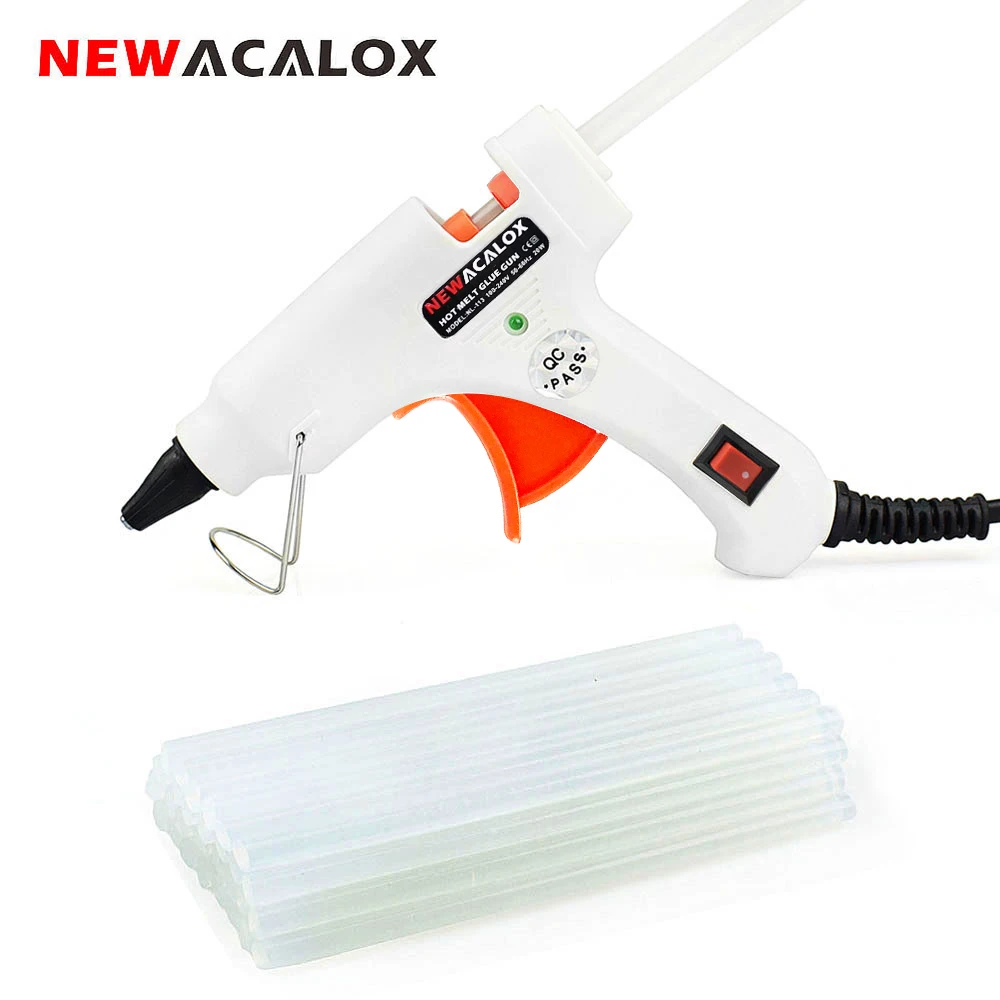 

NEWACALOX 20W EU Hot Melt Glue Gun with Free 20pc 7mm Glue Stick Industrial Mini Guns Thermo Electric Heat Temperature Tool