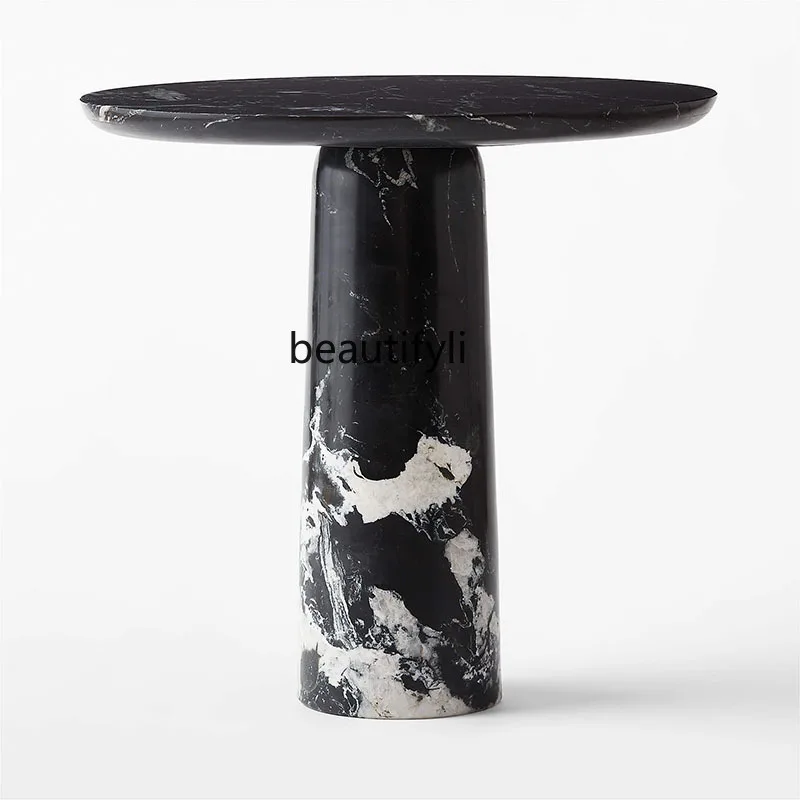 

Affordable Luxury Style Marble Sofa Side Table Model Room Creative Art round Tea Table