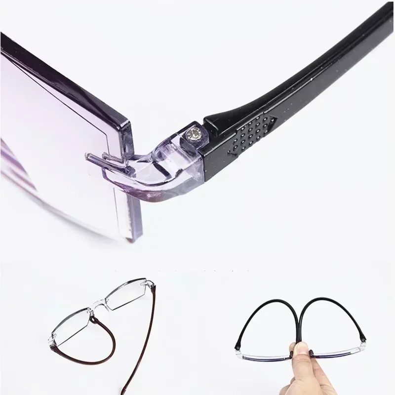 2024 New Men Women Rimless Reading Glasses Anti Blue Light Bifocal Far Near Magnification Eyewear Presbyopic Glasses +150 +200 - Image 4