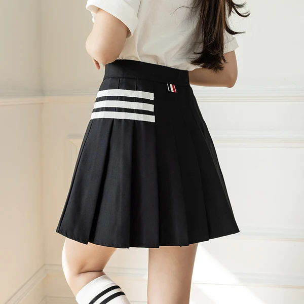 tb pleated skirt short skirt summer a-line tennis high waist bust all-match college style suit gray skirt female