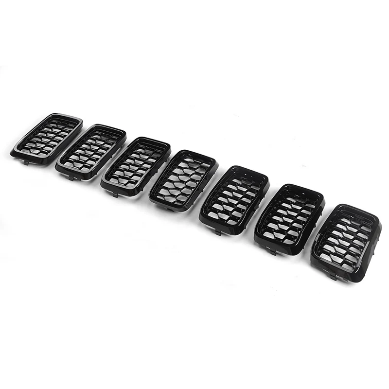 1 Set Black Car Front Bumper Insert Mesh Grille Front Radiator Inlet Grill Trim Cover Fit For Jeep Grand Cherokee-7pcs car exterior accessories car grill mesh