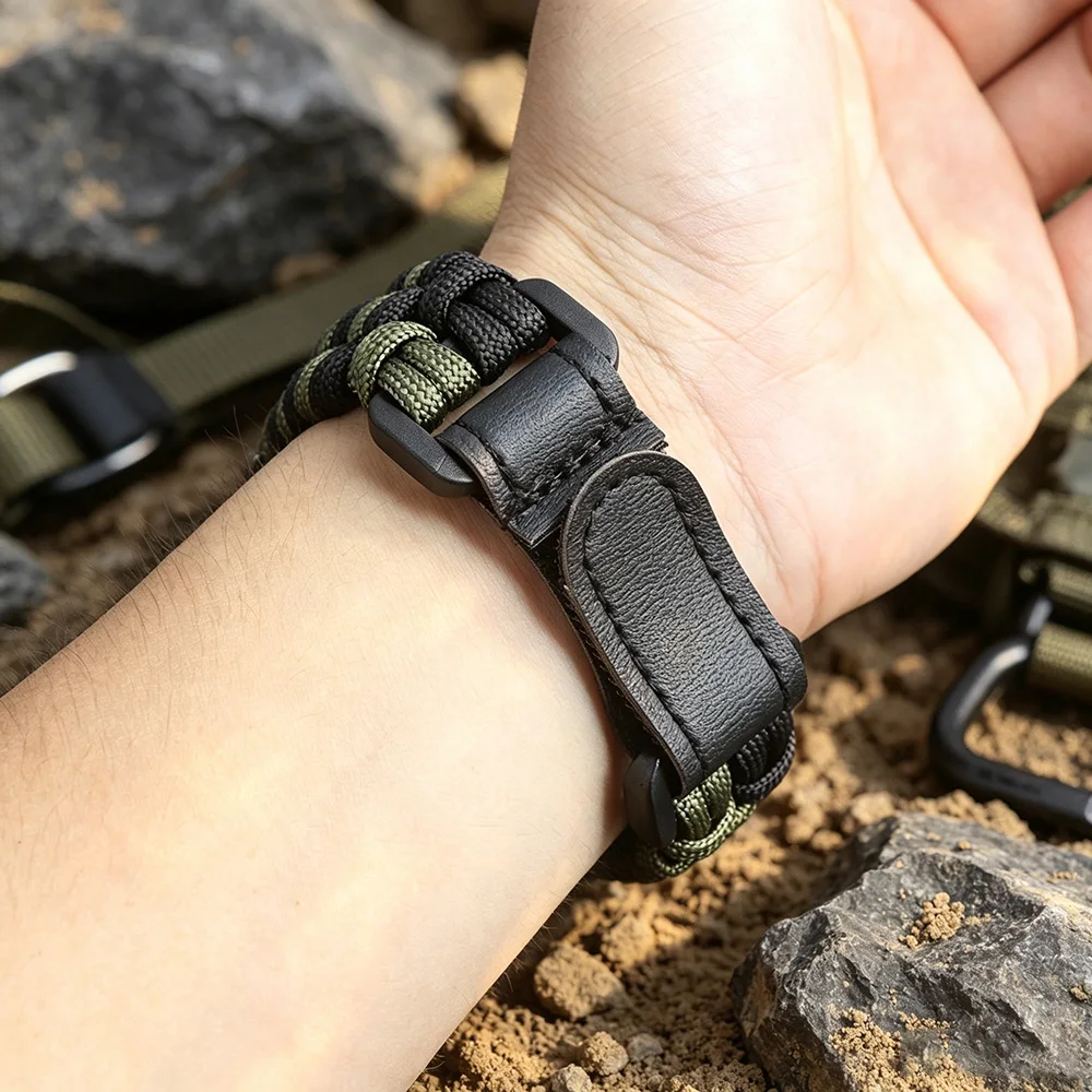 Dual-Tone Breathable Nylon Rope Strap Bracelet, Universal Smartwatch Band
