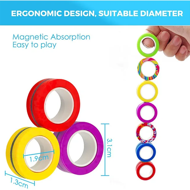 Hot 3PCS Magnetic Spinne Fidget Ring Spinner Magnet Fidget Toys Unzip Antistress For Children Adult Magnetic Spinner Rings Toys 5