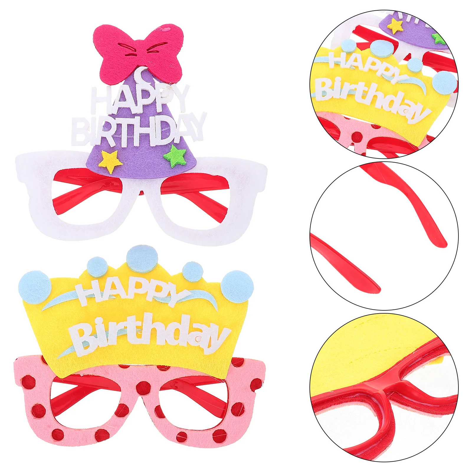 

Birthday Party Glasses Eyeglasses Photo Props Fun Felt for Birthdays Celebration Children Reusable