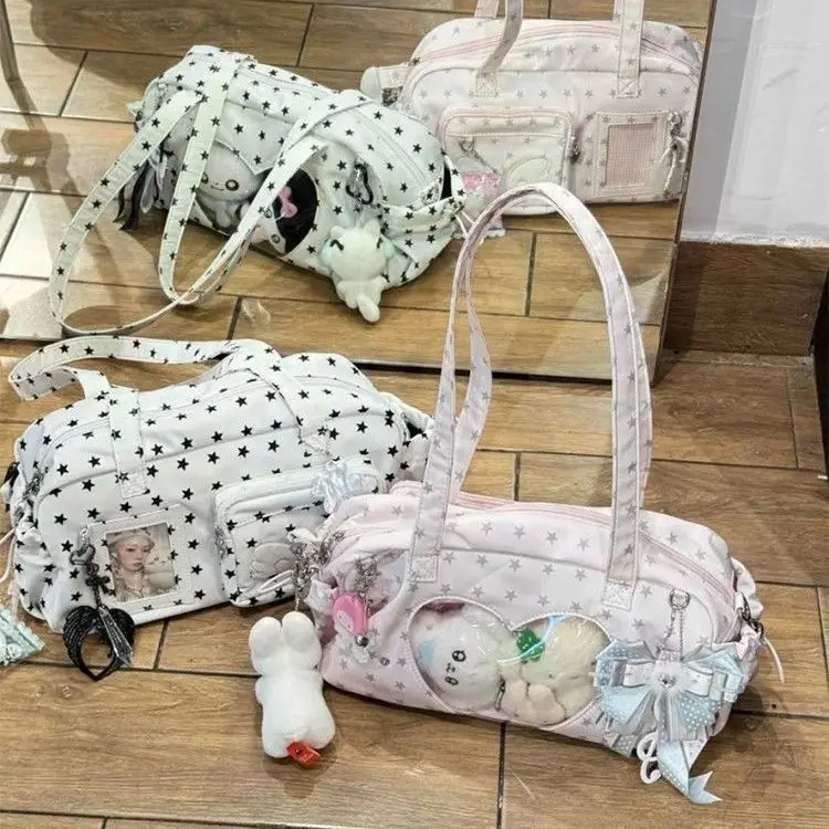 JIAERDI Japanese Star Print Anime Ita Bag Women Wing Y2k Large Capacity Shoulder Bags Ladies Sweet Cute Pink Crossbody Bag 2025