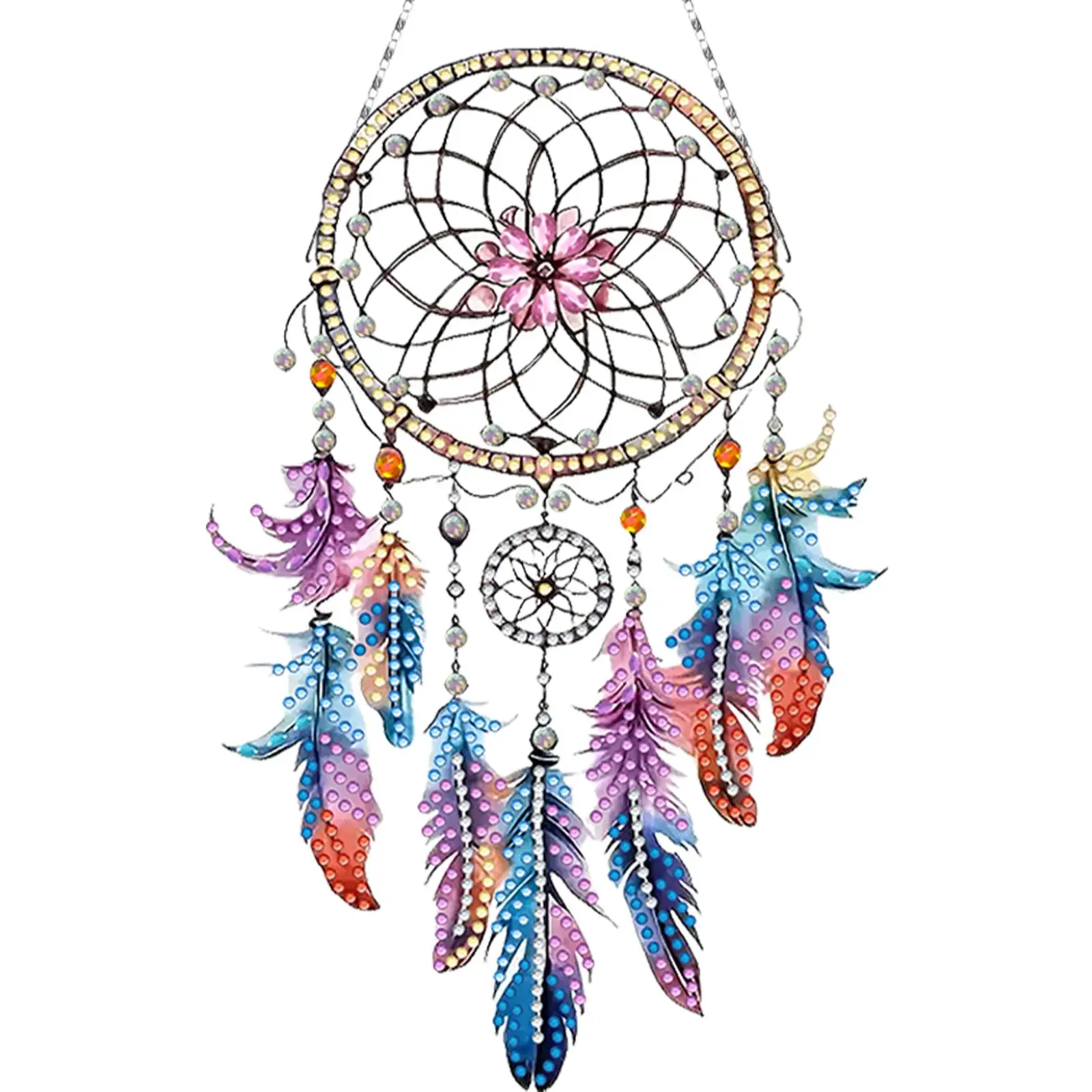 2D/Flat DIY Diamond Painting Set Rhinestone Diamond Art Window Pendants Dream Catcher Diamond Art Pendant Wall Door Decoration