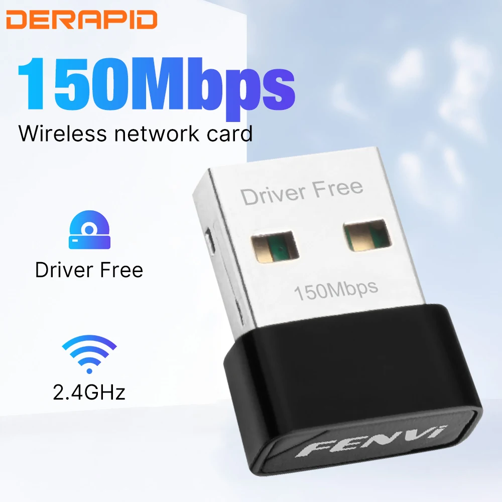 USB WiFi N-150M 무선 어댑터 2.4GHz 네트워크 부스터 Win7/8/10/11 용 PC 노트북 용 USB2.0 드라이버없는 Wlan 수신기 카드
