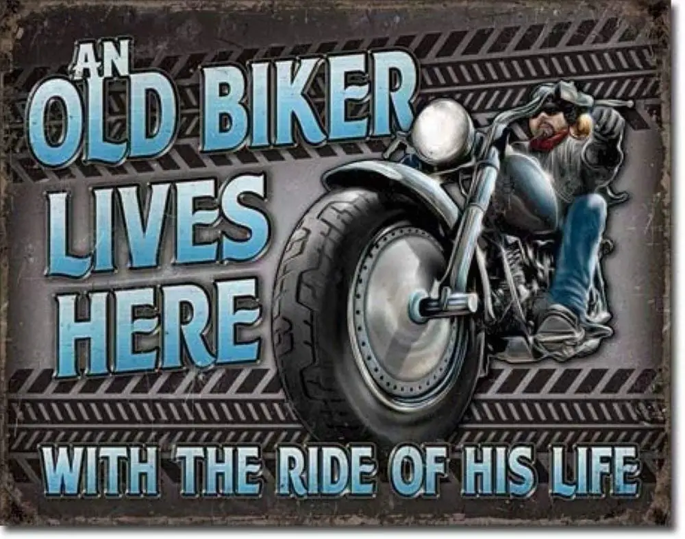 

Motorcycle Man Tin Logo Car Vintage Retro Garage Bar Club People Cave 12x8 Inch Wall Decoration 1