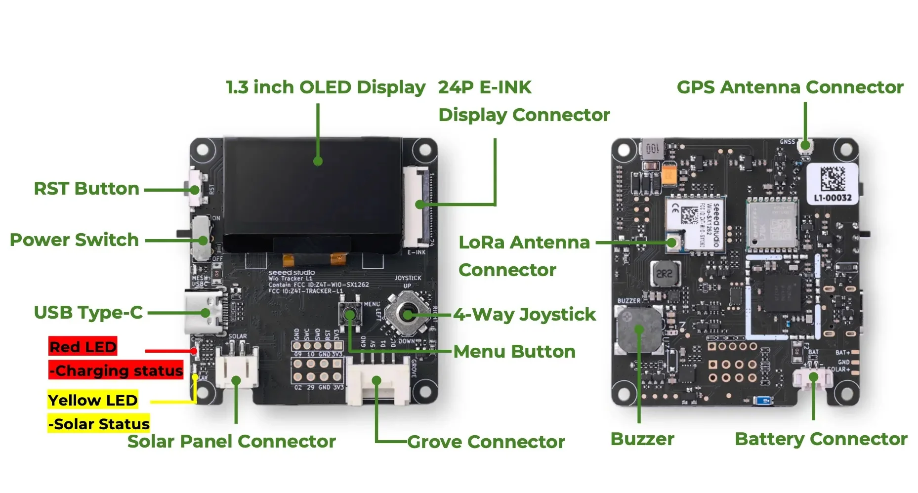 Wio Tracker L1 with 1.3 inch OLED, Meshtastic Node Wio-SX1262, LoRa 868 MHz 915