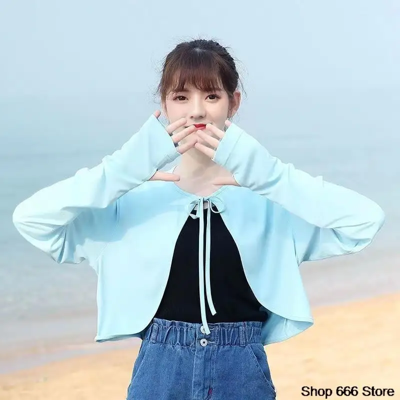 

Summer Sunscreen Shawl New Style Outer Layer UV Protection Thin Breathable Cool Sunscreen Clothing Long Sleeve Women's Solid