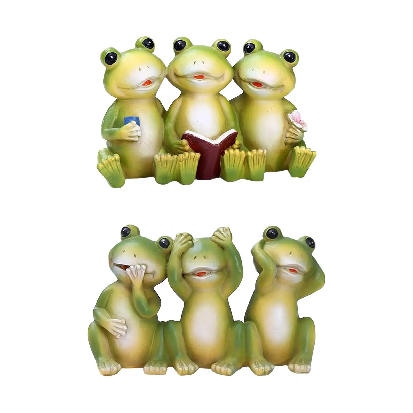 

Frog Statue Resin Cute Desktop Ornament Animal Sculpture Decorative Figurine for Bookshelf Porch Micro Landscape Shelf Yard