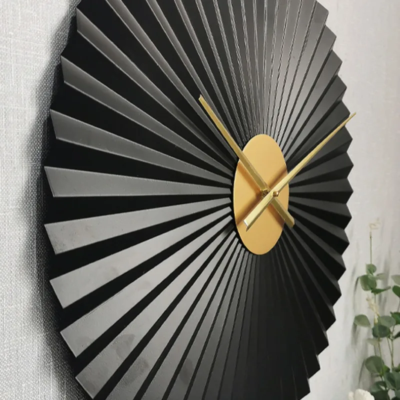 Creative Living Room Wall Clocks Bedroom Luxury Stereoscopic Fanshaped Metal Pointer Wall Clocks Modern Simple Home Decoration 4