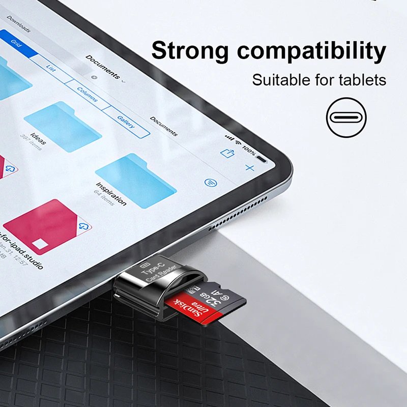 High-Speed SanDisk MicroSD Card with Type-C Card Reader - Class 10 UHS-1 Flash Memory