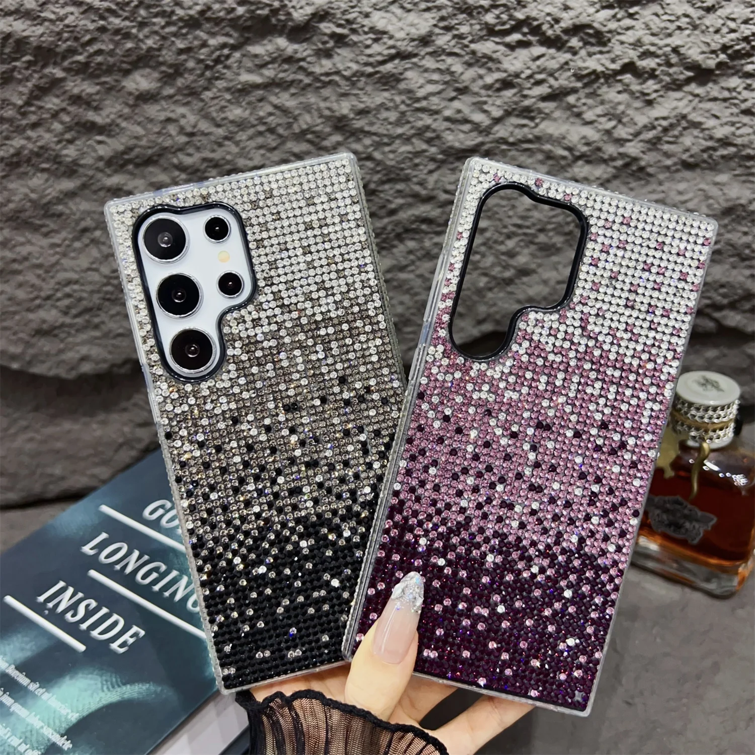 Luxury Full Rhinestone Gradient Glitter Shockproof Bling Sparkle Case