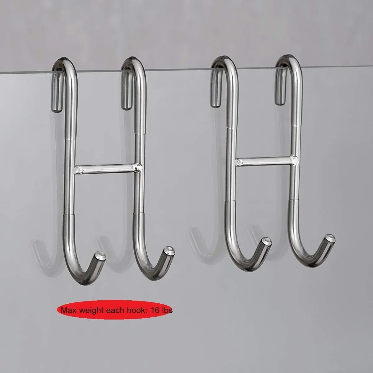 1/2 Pcs Shower Hook 304 Stainless Steel Glass Door Shower Hook Towel Rack Hooks Kitchen Bathroom Frameless Drilling-Free Hanger 4
