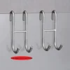 1/2 Pcs Shower Hook 304 Stainless Steel Glass Door Shower Hook Towel Rack Hooks Kitchen Bathroom Frameless Drilling-Free Hanger 4