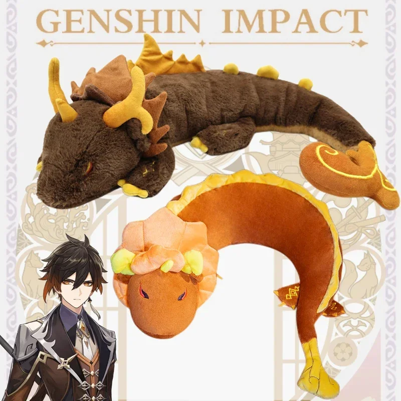 Genshin Dragon Plush Body Pillow Cartoon Zhongli Dragon Stuffed Cushion Sofa Decorative Body Pillow Sleeping Back Anime Cushion