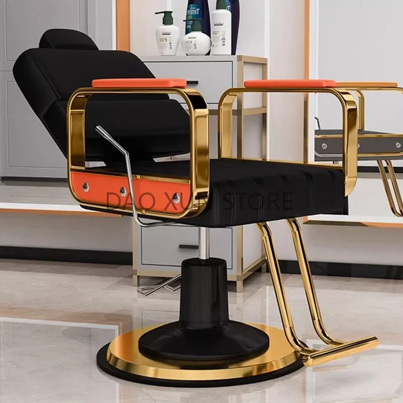Golden Stylist Aesthetic Hairdressing Chairs Swivel Rotating Pedicure Barber Chairs Professional Cadeira Salon Furniture MQ50BC vintage aesthetic barber chairs swivel leather rotating pedicure hairdressing chairs stylist cadeira barber equipment mq50bc