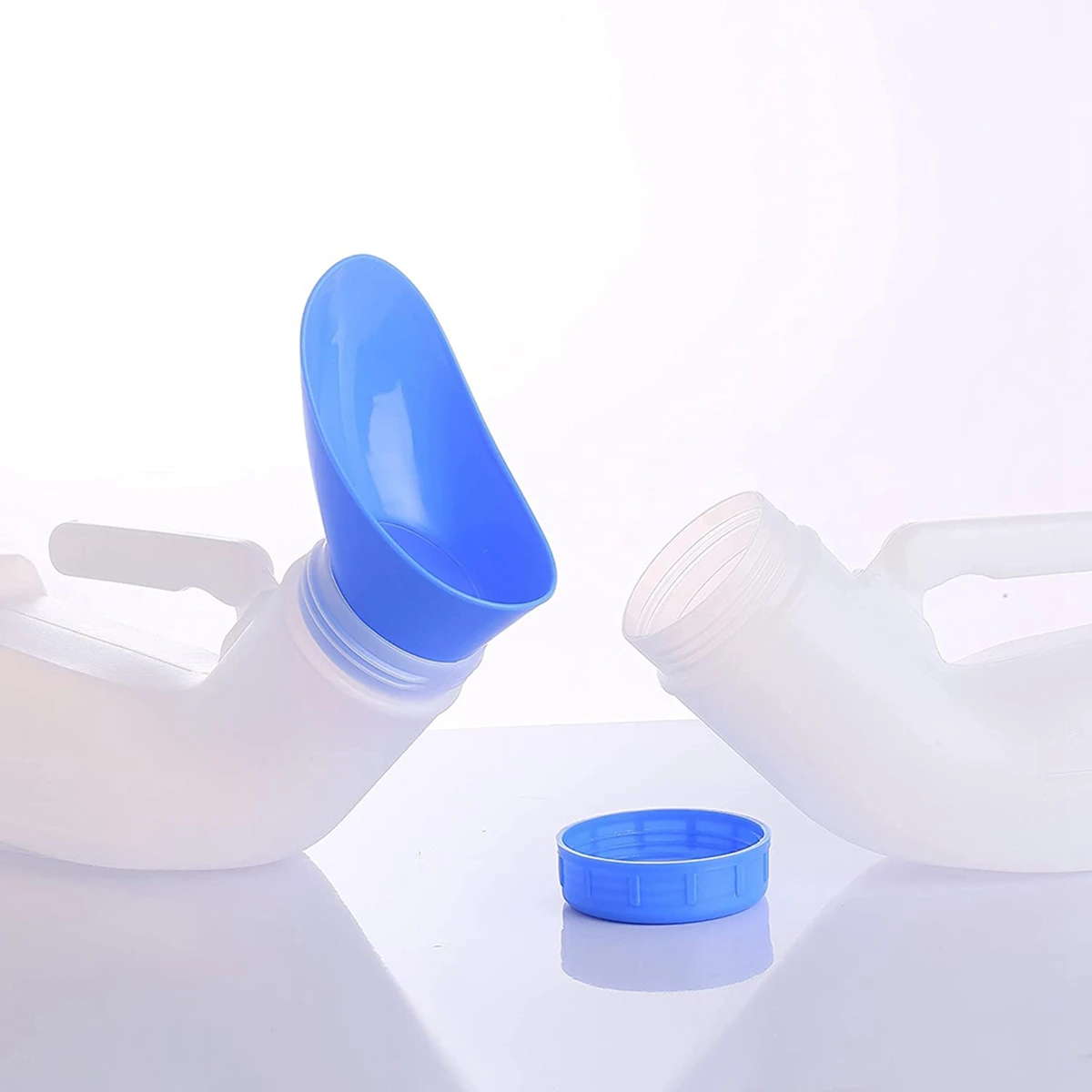 남녀공용 유출 방지 소변기, 나사 뚜껑이 달린 소변 깔때기, 야외 여행용, 2 팩