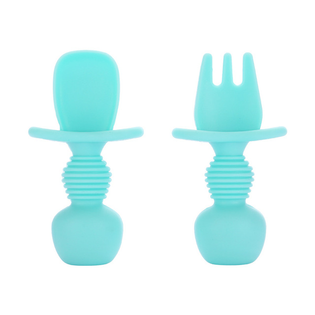 Grade Infant Mini Silicone Tableware Set Baby Soft Kitchen Accession Fork Spoon Kids Portable  Soild Color TeaSpoon