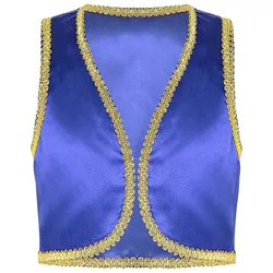 Boys Halloween Arabian Prince Vest Cosplay Waistcoat Kids Theme Party Masquerade Festival Roleplay Stage Performance Costume