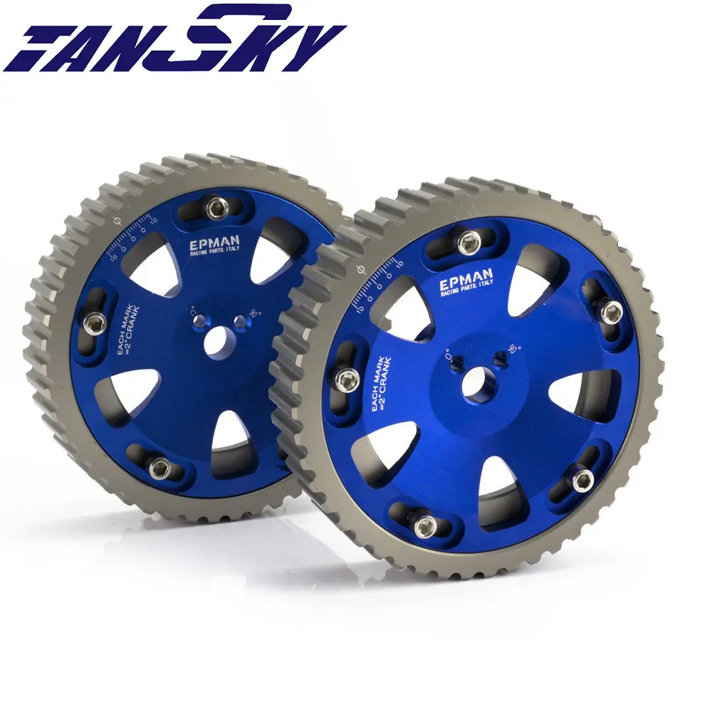 2Pcs Adjustable Cam Gear Aluminium Timing Gear Pulley Kit For Mitsubishi Lancer EVO 1 2 3 4 4G63 4G63T Engine EP-CGEVO1-8-BL