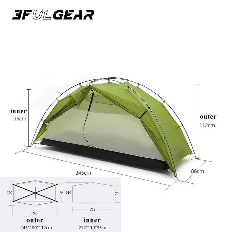 3F UL TAICHI 1 Person No-See-Um 3 Season/4 Season Camping 15D Silicon Coated Tent