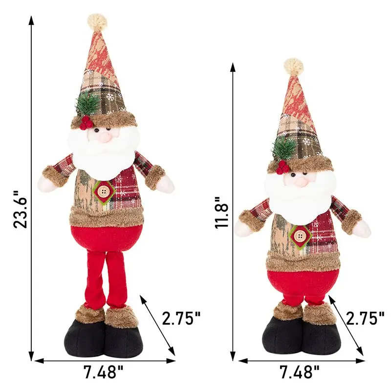 23.6 inches Large Size Christmas Figurine Telescopic Length Christmas Gnome Ornament Standing for Home Decor Table Tree Holiday images - 6