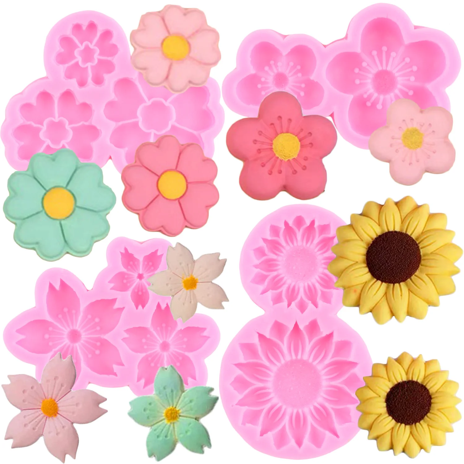 FlowersSiliconeMoldSunflowerFondantMoldsCakeDecoratingTools