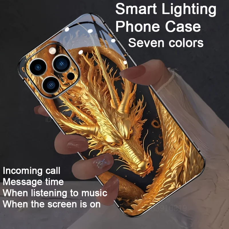 Flame Dragon Illuminated LED Glass Phone Case