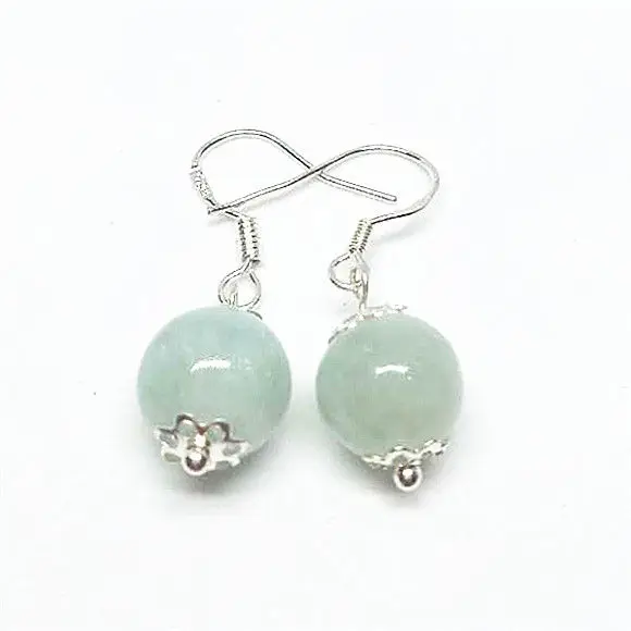 

100% Natura Emerald Earrings jade 925 silver ear hook JADE JADEITE Earrings Bead 10mm Jewelry Fashion Women Gifts
