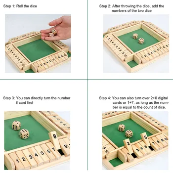 Wooden Number Board Dices Game Set Toy for 4 People KTV Pub Bar Party Supplies Prop 3